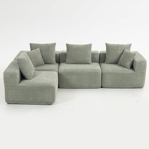 English Elm Modular Low Profile Sectional Sofa Plush Chenille Upholstery for Cozy Living Rooms W3326S00033