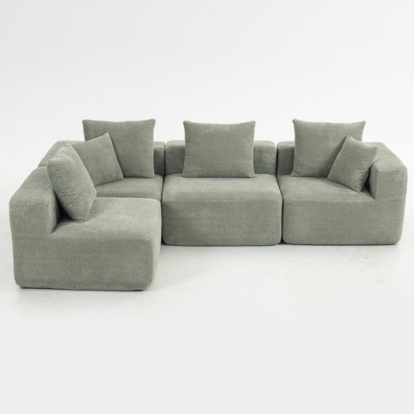 English Elm Modular Low Profile Sectional Sofa Plush Chenille Upholstery for Cozy Living Rooms W3326S00033