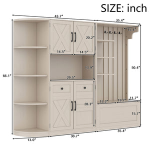 English Elm Multifunctional Hall Cabinet & Tree: Versatile 2-In-1 Storage Solution With Hooks For Entryway Style W1580S00185