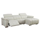 Modern Leather L-Shaped Reclining Sofa with Electric Control, USB Port & Headrest, for Living Room & Office