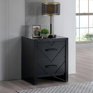 English Elm Morris 2-Drawer Nightstand with V-Shape Embossed Fronts, Dovetailed Drawers & Removable Handles Black 27.8 L x 22.13 W x 18.9 H B078P408784