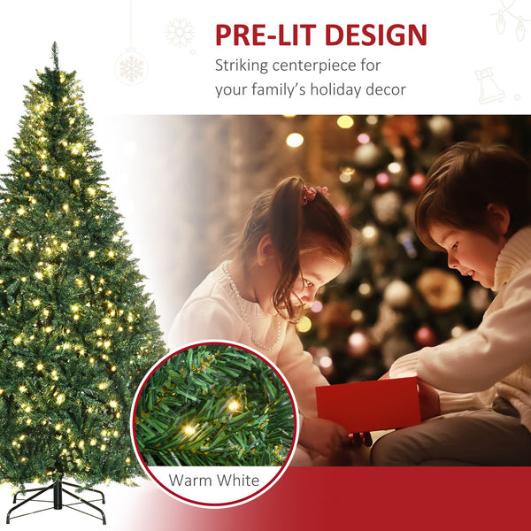 English Elm Homcom 7Ft Pre-Lit Douglas Fir Christmas Tree With 700 Warm White Leds, Realistic Look & Easy Setup W2225P249644