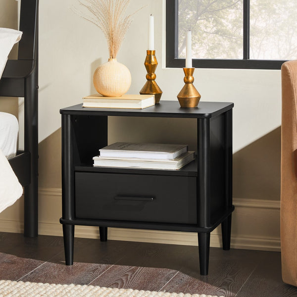 Spindle Mid-century Modern Nightstand with Drawer and Open Cubby for Stylish Storage Solutions