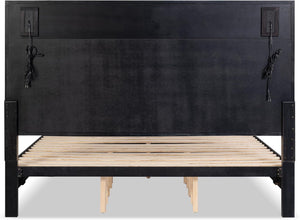 English Elm Mid-century Modern Eastern King Storage Bed Upholstered Headboard with Led Reading Lights B2741S00794