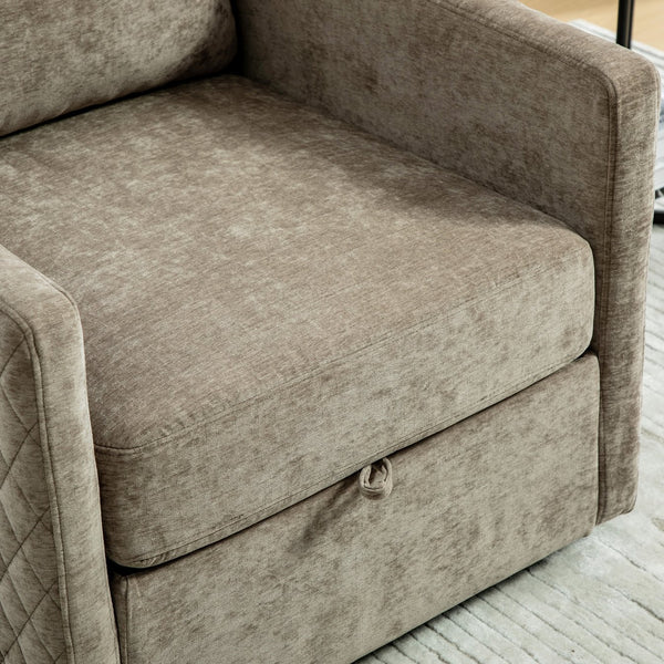English Elm 29.5''w Chenille Swivel Club Chair with Hidden Storage Tufted Square Seat for Reading Nooks Taupe W3118P419158