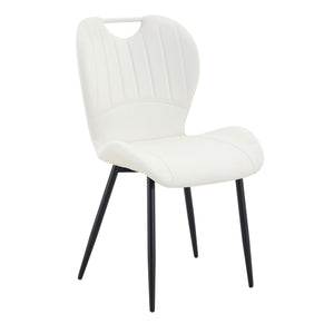 English Elm Set of 4 Olive Fabric Dining Chairs Ergonomic Cushion Black Steel Frame Modern White+Black W1151P454887