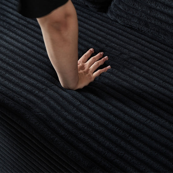 English Elm Deep Modular Cloud Couch In Soft Black Corduroy With Built-In Cup Holders - No Assembly Needed! W848S00049