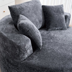 English Elm Round Swivel Barrel Chair Plush Chenille Upholstery Cozy Accent Seat for Any Room Grey W2915P338891