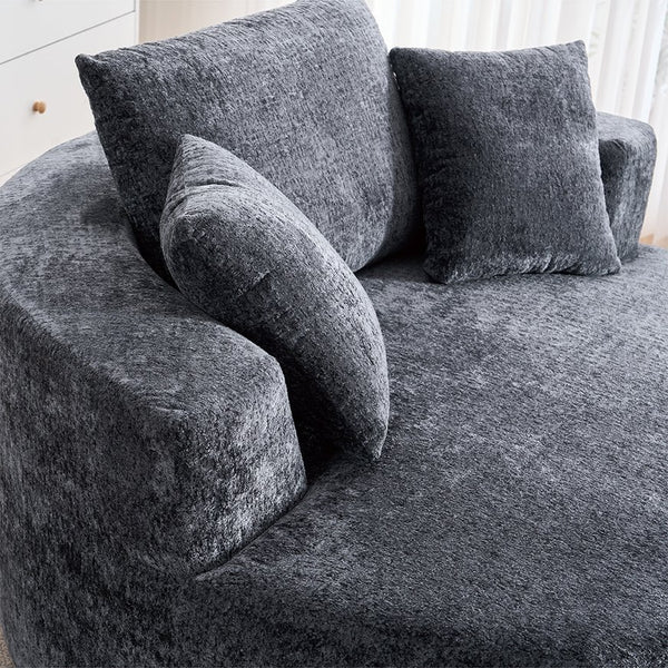 English Elm Round Swivel Barrel Chair Plush Chenille Upholstery Cozy Accent Seat for Any Room Grey W2915P338891