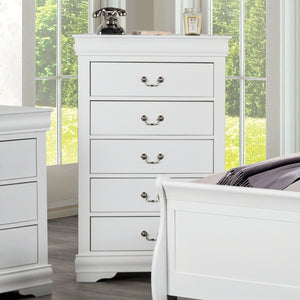 English Elm Transitional White Chest Solid Wood Dovetail Drawers Nickel Pulls Bedroom Storage B2741P372711