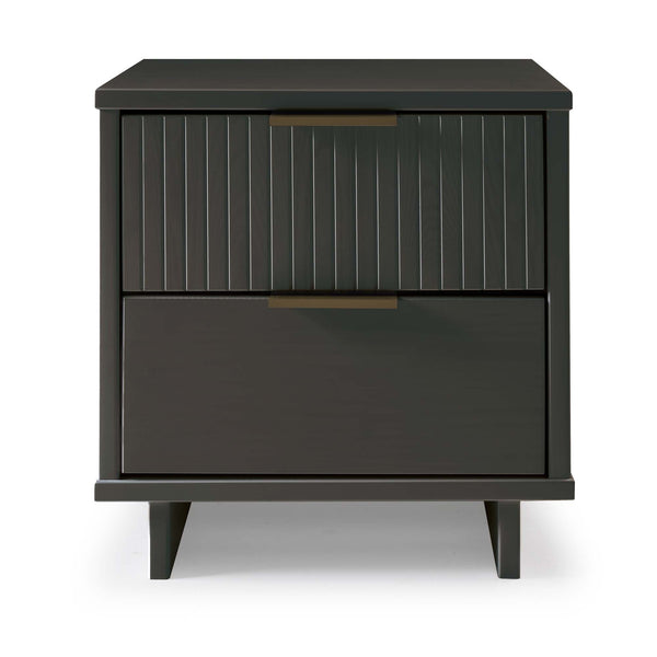 English Elm Granville 18" Charcoal Gray Nightstand - Modern 2-Drawer Storage With Gold Accents And Style! B365P398522