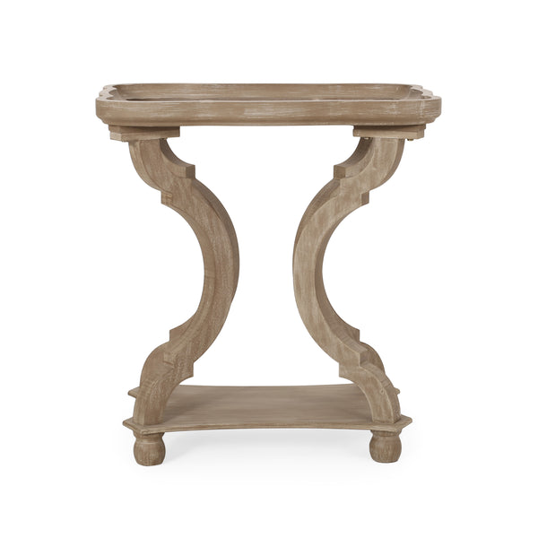 English Elm Christopher Knight Home® - End Hourglass Accent Table with Lipped Rectangular Top, French Country Firwood Charm and Elegance Natural N771P223027K