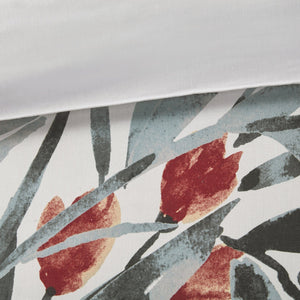 English Elm King/Cal Floral Cotton Duvet Cover Set – Large-Scale Mid-Century Blooms, OEKO-TEX, Button Closure, 3-Piece B035P148368