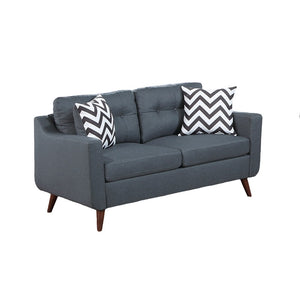 English Elm Modern 2-Piece Sofa Loveseat Set with Tufted Back Cushions, Geometric Throw Pillows & Tapered Legs Blue Gray 77 L x 31 W x 19 H B011S01306
