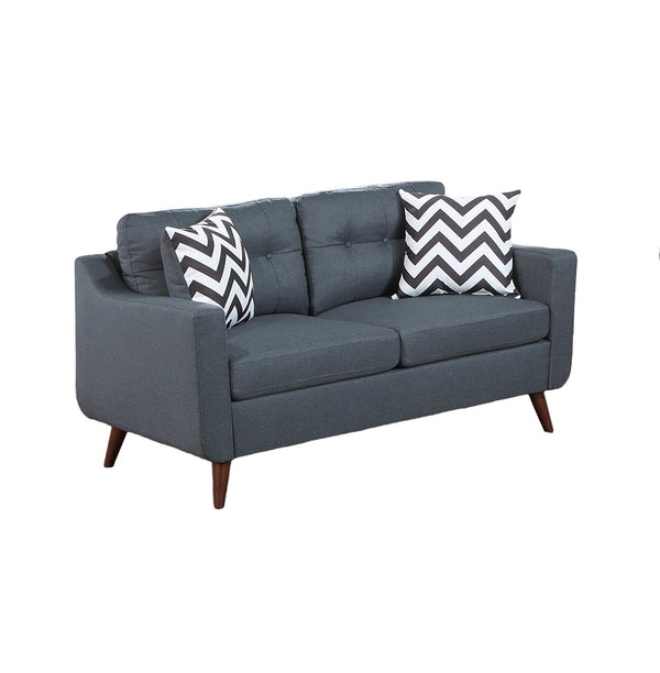 English Elm Modern 2-Piece Sofa Loveseat Set with Tufted Back Cushions, Geometric Throw Pillows & Tapered Legs Blue Gray 77 L x 31 W x 19 H B011S01306