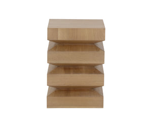 Sunpan Cormac End Table - Handcrafted Solid Acacia Wood with Unique Textures for Stylish Living Spaces Rustic Oak