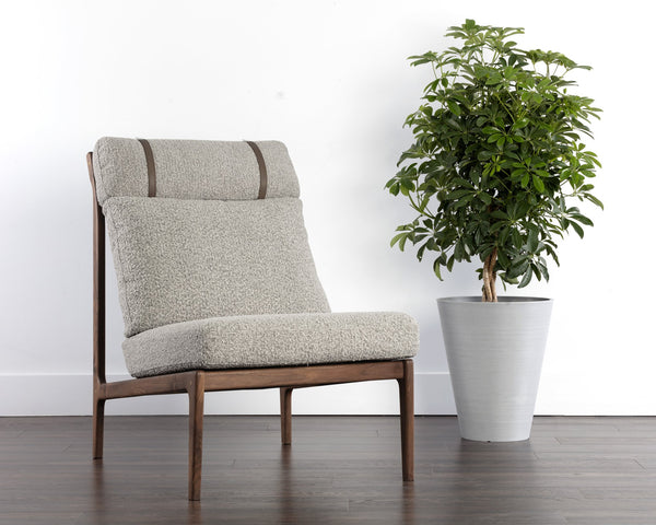 Sunpan Elanor Lounge Chair - Stylish Mid-Century Design with Comfortable Cushioning and Unique Leather Straps Walnut / Altro Cappuccino