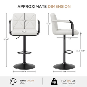 English Elm Modern Bar Stools Set Of 2 – Stylish Faux Leather Adjustable Swivel Chairs For Kitchen & Dining Room T3950P396241