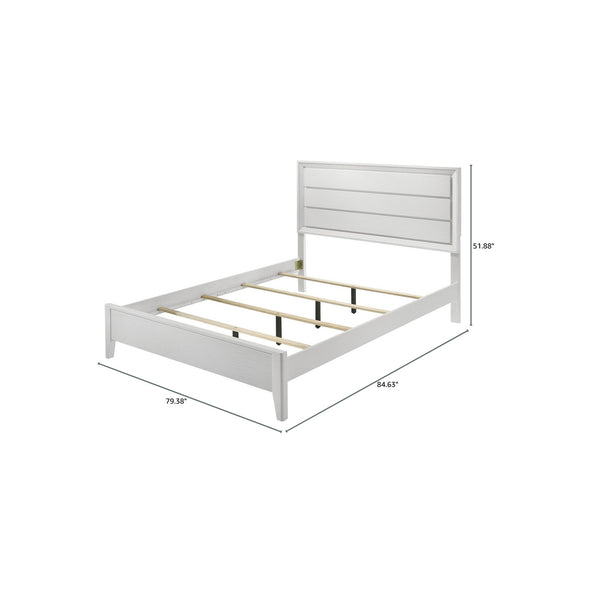 English Elm White Eastern King Panel Bed Wave Texture Headboard Solid Wood Contemporary Frame B2741S00879