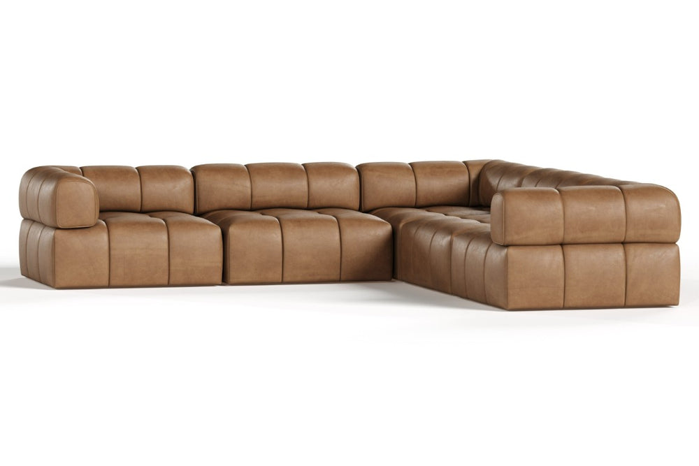 VIG Furniture Everest Genuine Brown Leather Modular Sectional Sofa, 5-Piece Modern Convertible Design For Living Rooms VGOD-ZW-23118-MOD-5-Piece Sectional