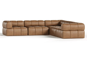 VIG Furniture Everest Genuine Brown Leather Modular Sectional Sofa, 5-Piece Modern Convertible Design For Living Rooms VGOD-ZW-23118-MOD-5-Piece Sectional