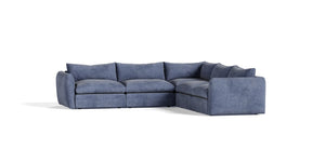 VIG Furniture Kinsey Joyce Navy 5-Piece Modular Sectional Sofa — Plush Pillow Backs, Removable Covers, Durable Frame VGKK-KF.8035-MOD-NAVY-5-Piece Sectional