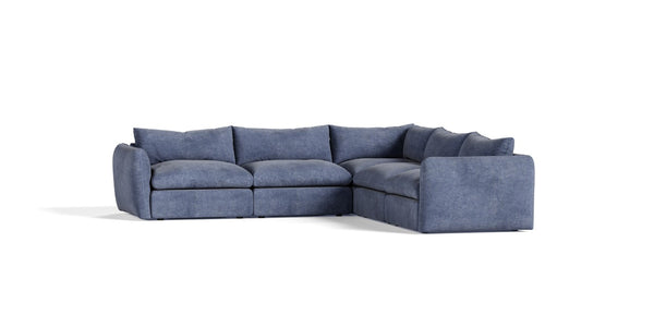 VIG Furniture Kinsey Joyce Navy 5-Piece Modular Sectional Sofa — Plush Pillow Backs, Removable Covers, Durable Frame VGKK-KF.8035-MOD-NAVY-5-Piece Sectional