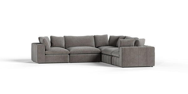 VIG Furniture Vicki Modern Grey Fabric Modular Sectional Sofa 5-Piece — Removable Cushions, Stain-Resistant Upholstery, Solid Wood Frame VGKK-KF.8033-SECT-GRY-5-Piece Sectional