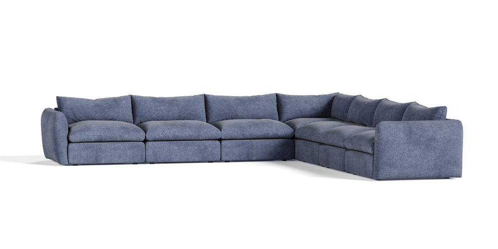 VIG Furniture Kinsey Modern Blue Modular Sectional Sofa 7-Piece In Joyce Navy Polyester, Removable Covers & Solid Wood Frame VGKK-KF.8035-MOD-NAVY-7-Piece Sectional