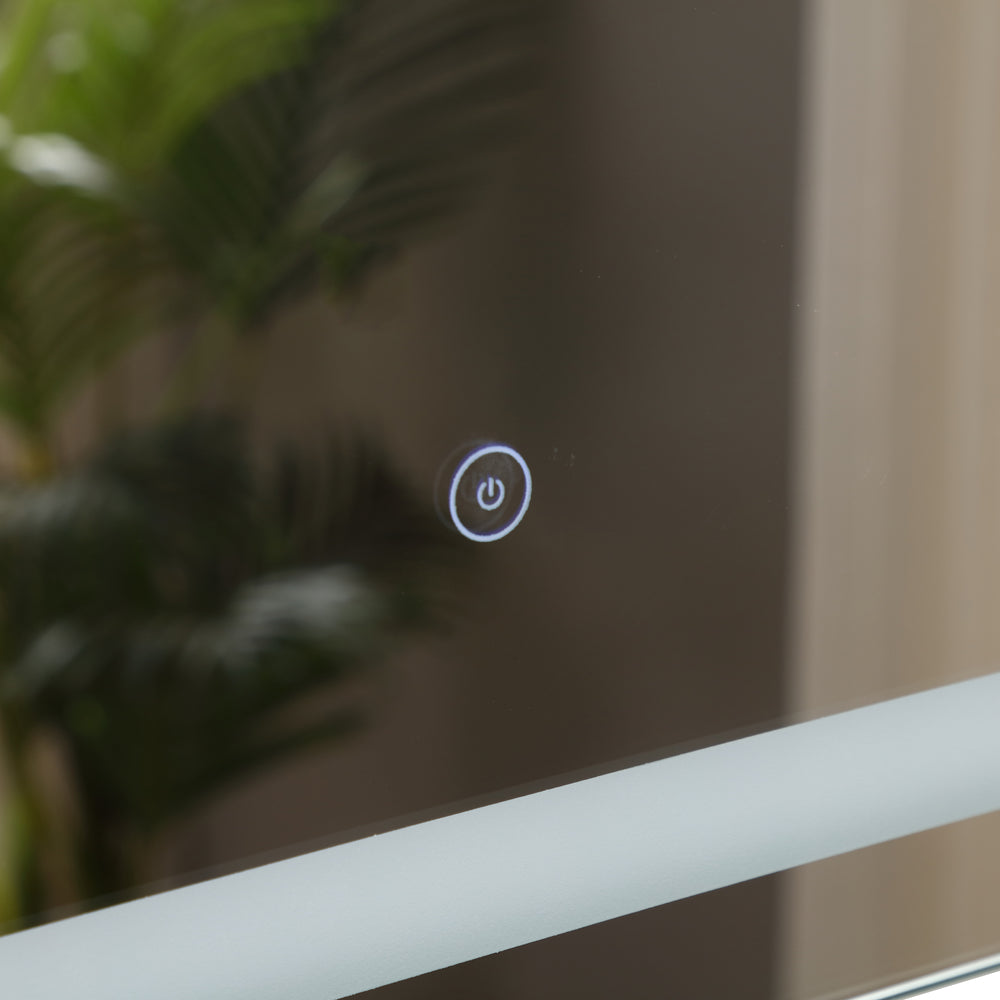 English Elm HOMCOM LED Illuminated Bathroom Mirror 32"x24" Tempered Glass IP44 Waterproof Dimmable Touch Memory Clear W2225P217000