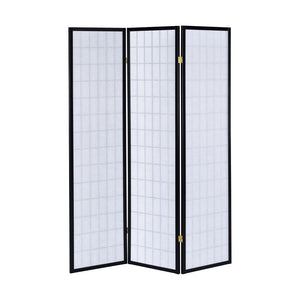 English Elm 3-Panel Folding Shoji Screen Room Divider with Brown Wood Frame for Privacy, Decorative Accent, 72" Black B016P370025