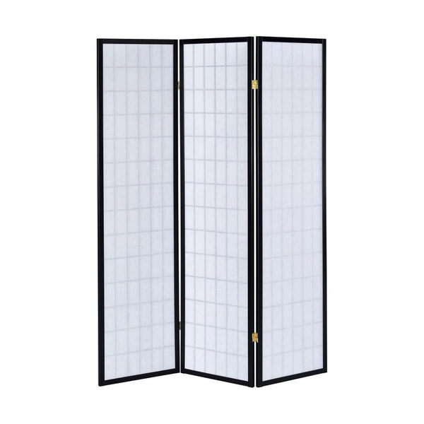 English Elm 3-Panel Folding Shoji Screen Room Divider with Brown Wood Frame for Privacy, Decorative Accent, 72" Black B016P370025