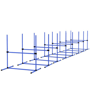 English Elm PawHut Dog Agility Training Set — 8 Adjustable Jump Bars with Portable Carry Bag for Easy Practice Blue W2225P217631