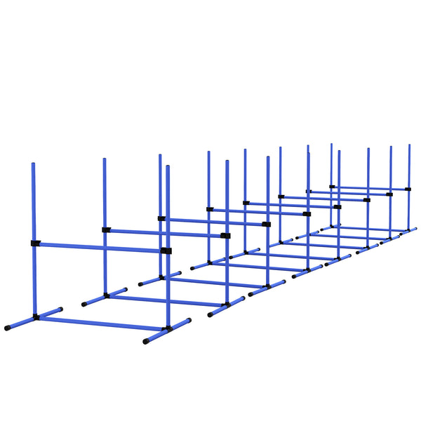 English Elm PawHut Dog Agility Training Set — 8 Adjustable Jump Bars with Portable Carry Bag for Easy Practice Blue W2225P217631
