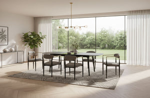 VIG Furniture Addax Black Ash Extendable Dining Table With Charcoal Leaf, Gold Hairpin Supports, Seats 6–8 (90") VGMAMIT-8109