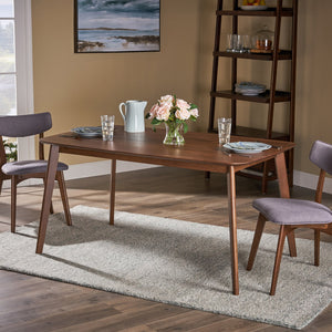 English Elm Christopher Knight Home® - DINING Mid-Century Solid Wood & Faux Wood Top Table with Rubberwood Legs, Sleek Rounded Edge Design Walnut 58907.00