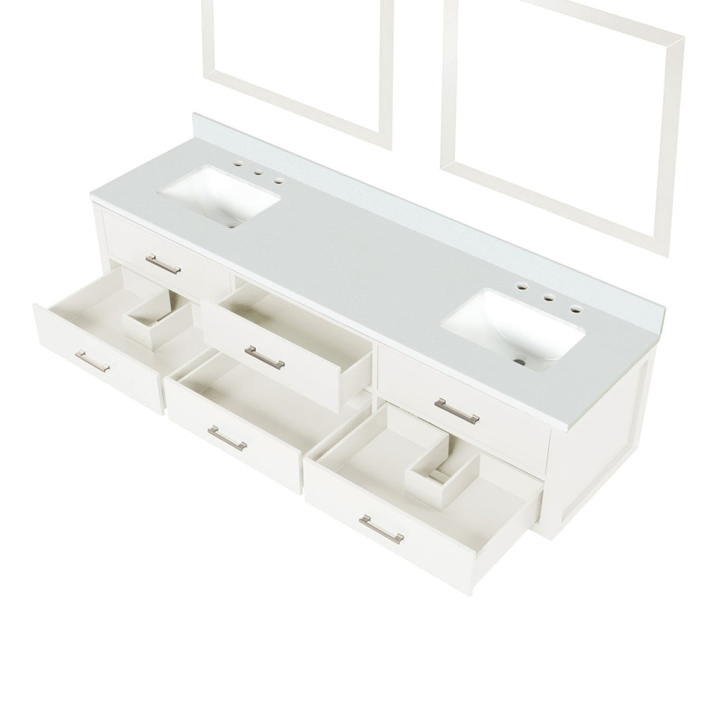 English Elm White Double Bath Vanity Set With White Quartz Top & 36" Framed Mirrors For Elegant Bathrooms B2731S01578-GIGA