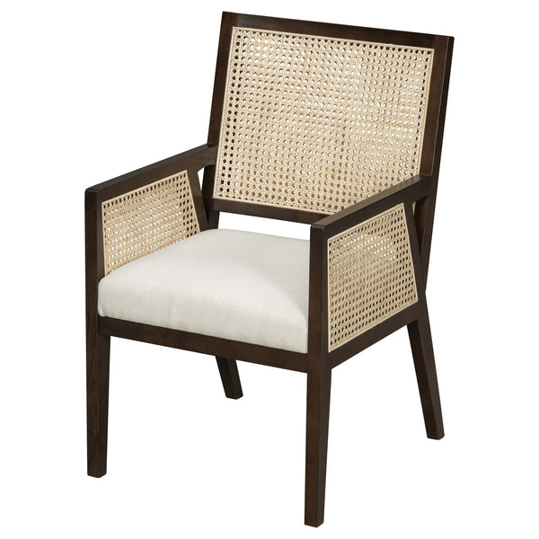 English Elm Natural Rattan Woven Armchair Set Rubberwood Farmhouse Coastal Dining Seating Pair Beige,Dark Brown,Natural N776P385750D