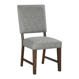 English Elm Walnut Franco Side Chairs Set of 2 — Walnut Veneer, Gray Textured Fabric Upholstery, Modern Rustic Dining B011P196956