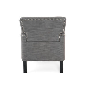 English Elm Christopher Knight Home® - HARRISON Tufted Club Chair with Diamond-Stitched Back, Nailhead Trim and Turned Birch Legs for Comfort and Style Charcoal 53444.00F