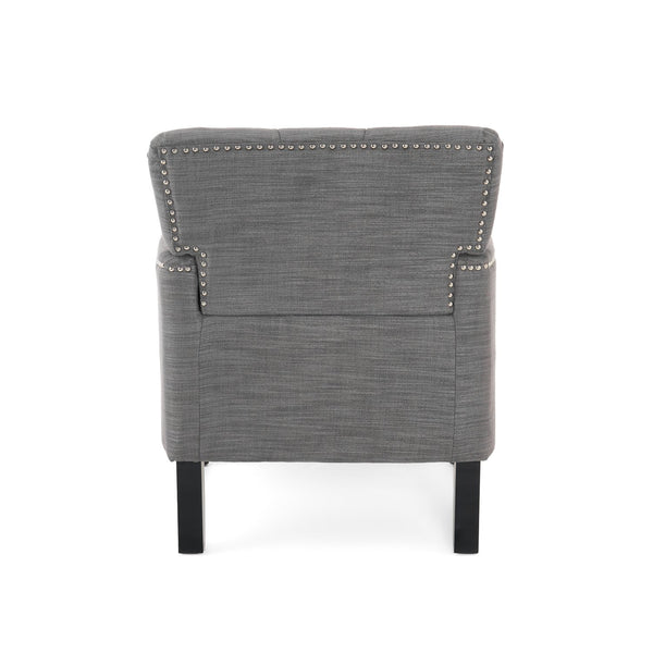 English Elm Christopher Knight Home® - HARRISON Tufted Club Chair with Diamond-Stitched Back, Nailhead Trim and Turned Birch Legs for Comfort and Style Charcoal 53444.00F