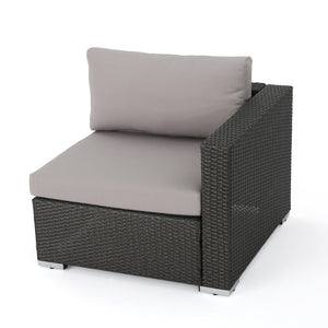 English Elm Christopher Knight Home® - SANTA SANTA ROSA Right Armchair Rattan Frame with Aluminum Accents — Weather-Resistant Stylish Seating Grey+Silver 65058.00ALUGRY