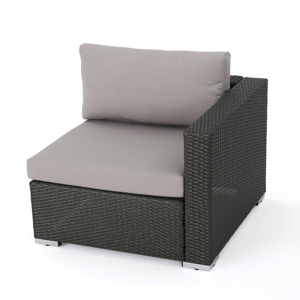 English Elm Christopher Knight Home® - SANTA SANTA ROSA Right Armchair Rattan Frame with Aluminum Accents — Weather-Resistant Stylish Seating Grey+Silver 65058.00ALUGRY
