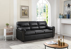 English Elm Olney G263-S Sofa Black Faux Leather Nailhead Accent, Kiln-Dried Frame, Easy Assembly, Compact Delivery B078108148