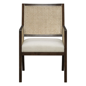 English Elm Natural Rattan Woven Armchair Set Rubberwood Farmhouse Coastal Dining Seating Pair Beige,Dark Brown,Natural N776P385750D