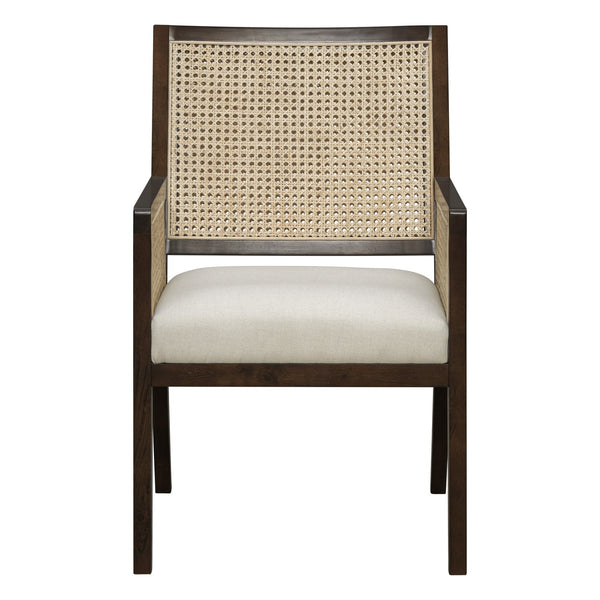 English Elm Natural Rattan Woven Armchair Set Rubberwood Farmhouse Coastal Dining Seating Pair Beige,Dark Brown,Natural N776P385750D