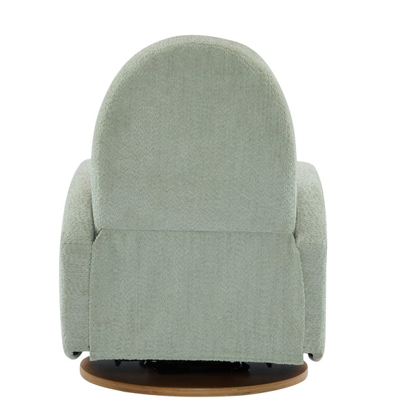 English Elm 360 Swivel Glider Recliner with Solid Wood Base Contemporary Upholstered Lounge Chair Light Green N771P363407L