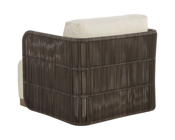 Sunpan Ravenna Swivel Armchair - Durable Outdoor Comfort with Teak Wood Base & UV-Resistant Cushions