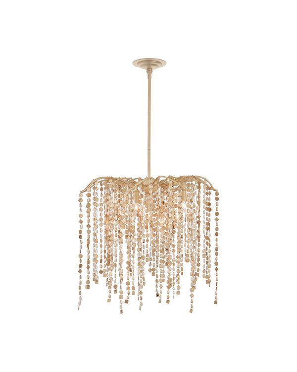 Currey & Company Kealia Large Chandelier - Stunning Biophilic Design With Hand-beaded Shells And Adjustable Height Natural Coco Shells ,Shells ,Wrought Iron 9000-1301-currey-company