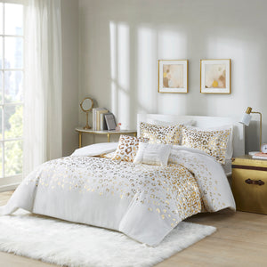 JLA Home Intelligent Design - Metallic Gold Leopard Duvet Cover Set – Ultra-Soft Microfiber, OEKO‑TEX, Antimicrobial Glam Bedding ID12-1868